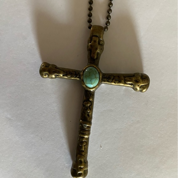 Cross necklace with turquoise - Picture 2 of 2